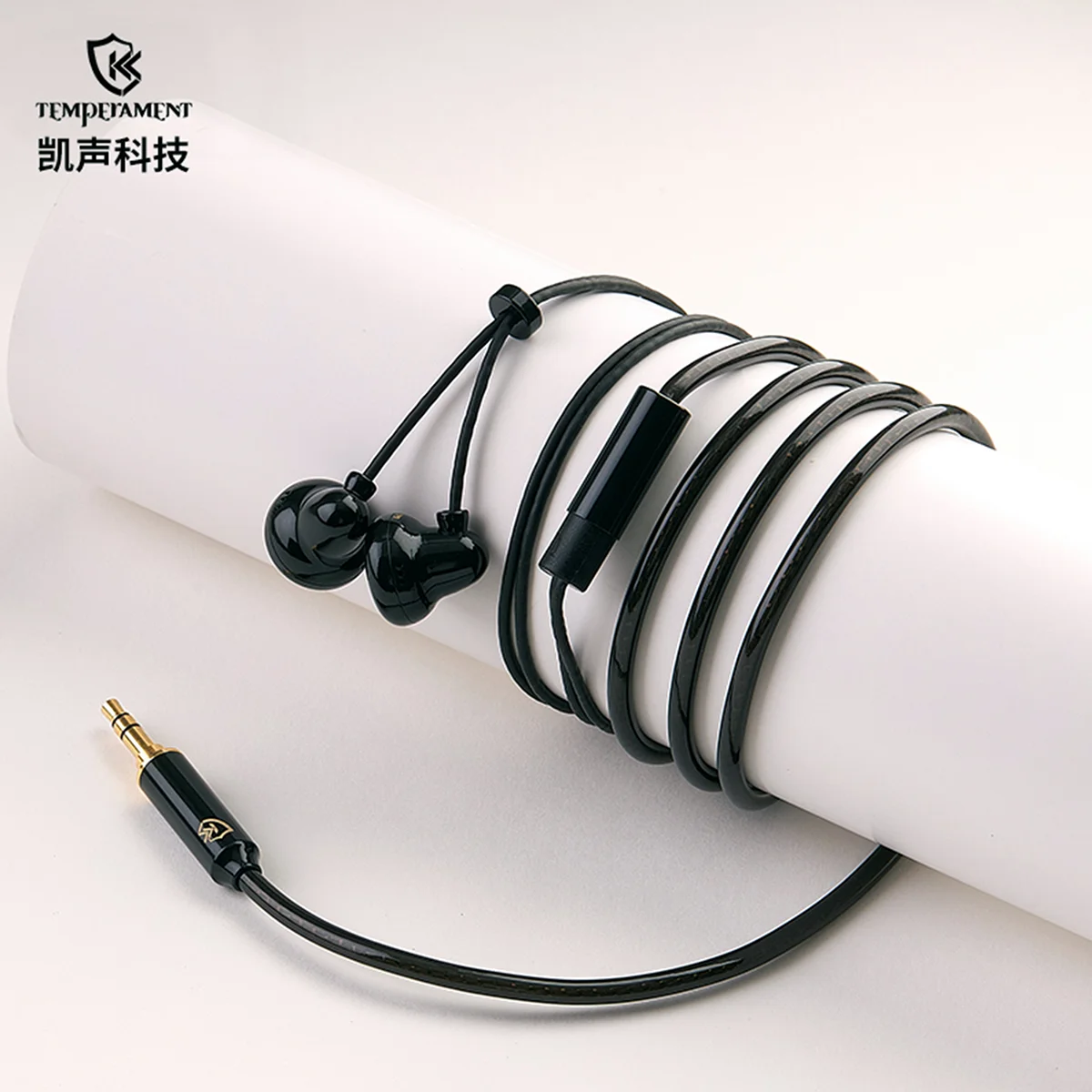 Temperament BELL-BLACK Dynamic Unit Wired In Ear Earphone Earbud Audiophile Flat Earplugs Titanium HiFi Music Sport Headset