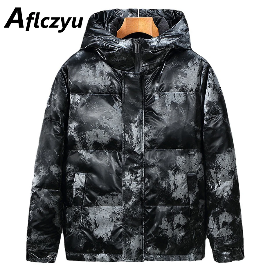 Camo Down Jacket Men Winter Hooded Puffer Jackets Coat Male Fashion Casual Outerwear Camouflage Down Coat