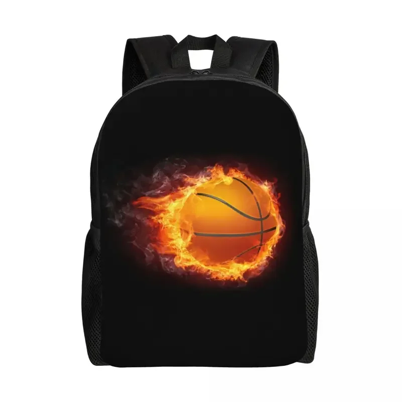 Flaming Basketball Backpack for Men Women School College Students Bookbag Fits 15 Inch Laptop Sports Bags