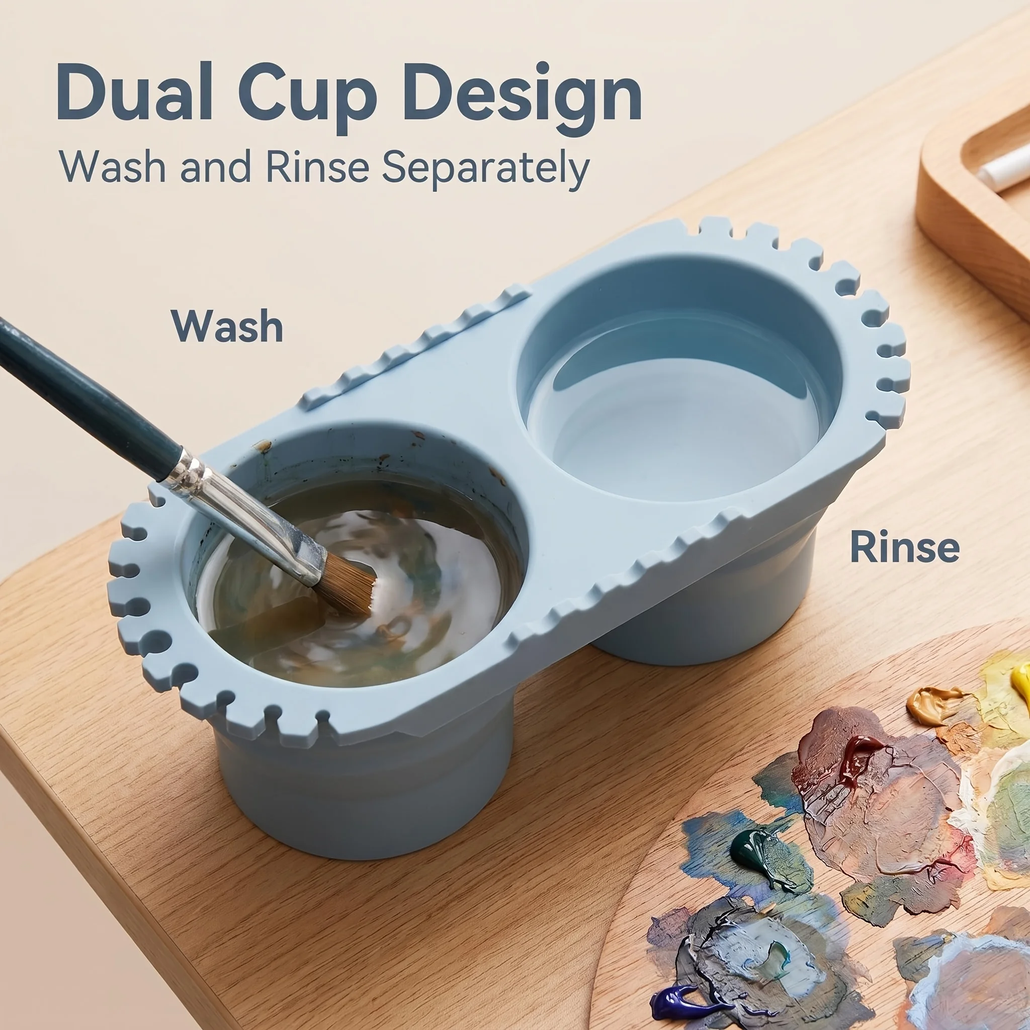 Silicone Foldable Double Layer Brush Basin Portable Cleaner Drying Light Bucket Artists Outdoor Sketching Mother Supplies Gift