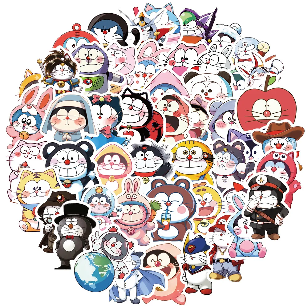 50PCS Cartoon Animation Doraemon AI Material Stickers Stationery Luggage Notes Waterproof Stickers