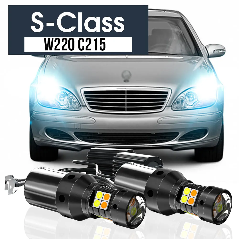 

2pcs LED Dual Mode Turn Signal+Daytime Running Light Blub DRL Canbus Accessories For Mercedes Benz S-Class W220 C215 1998-2006