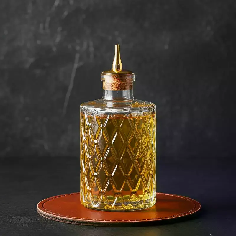 Vintage Glass Cocktail Bitters Bottles: Caps Kitchen Seasoning Tools Bar Bartender Accessories