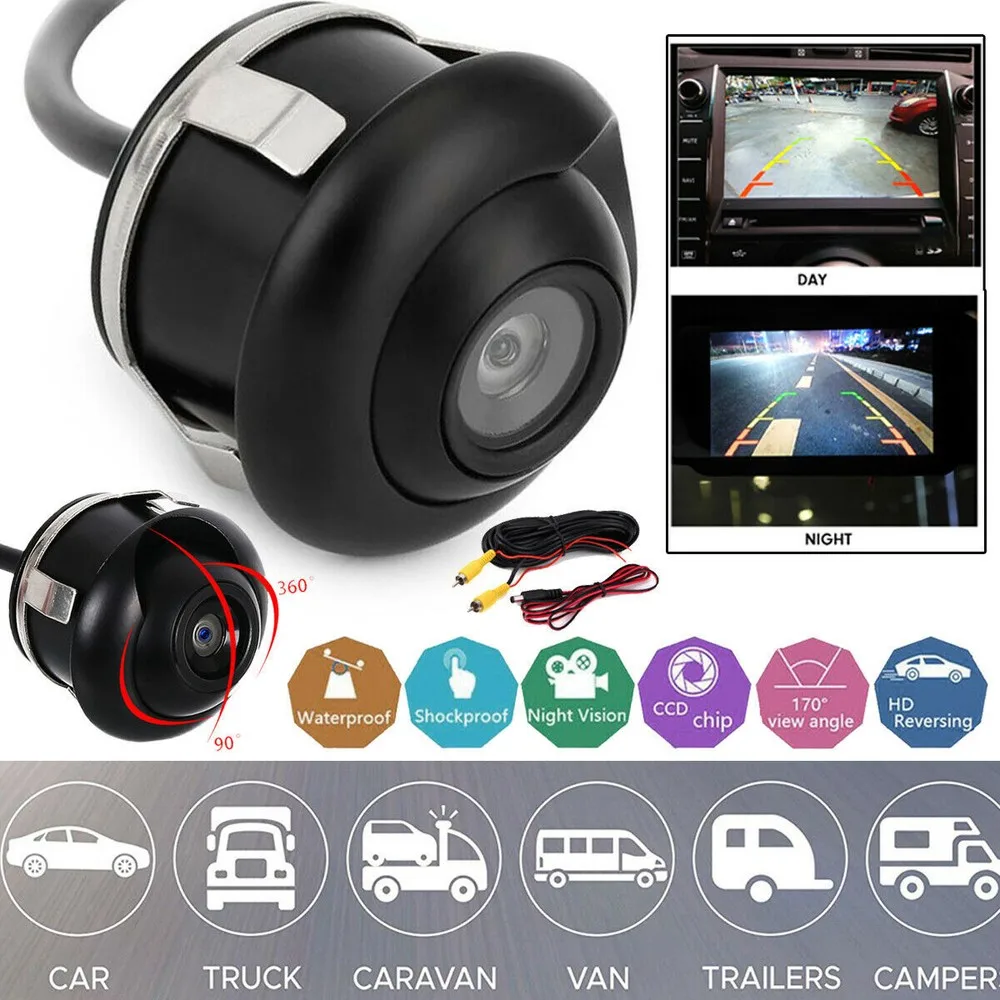 Auto-Front- und Rückfahrkamera 170 °   Fisheye-Objektiv Full HD Nachtsicht-Fahrzeug-Rückfahrkamera Universal