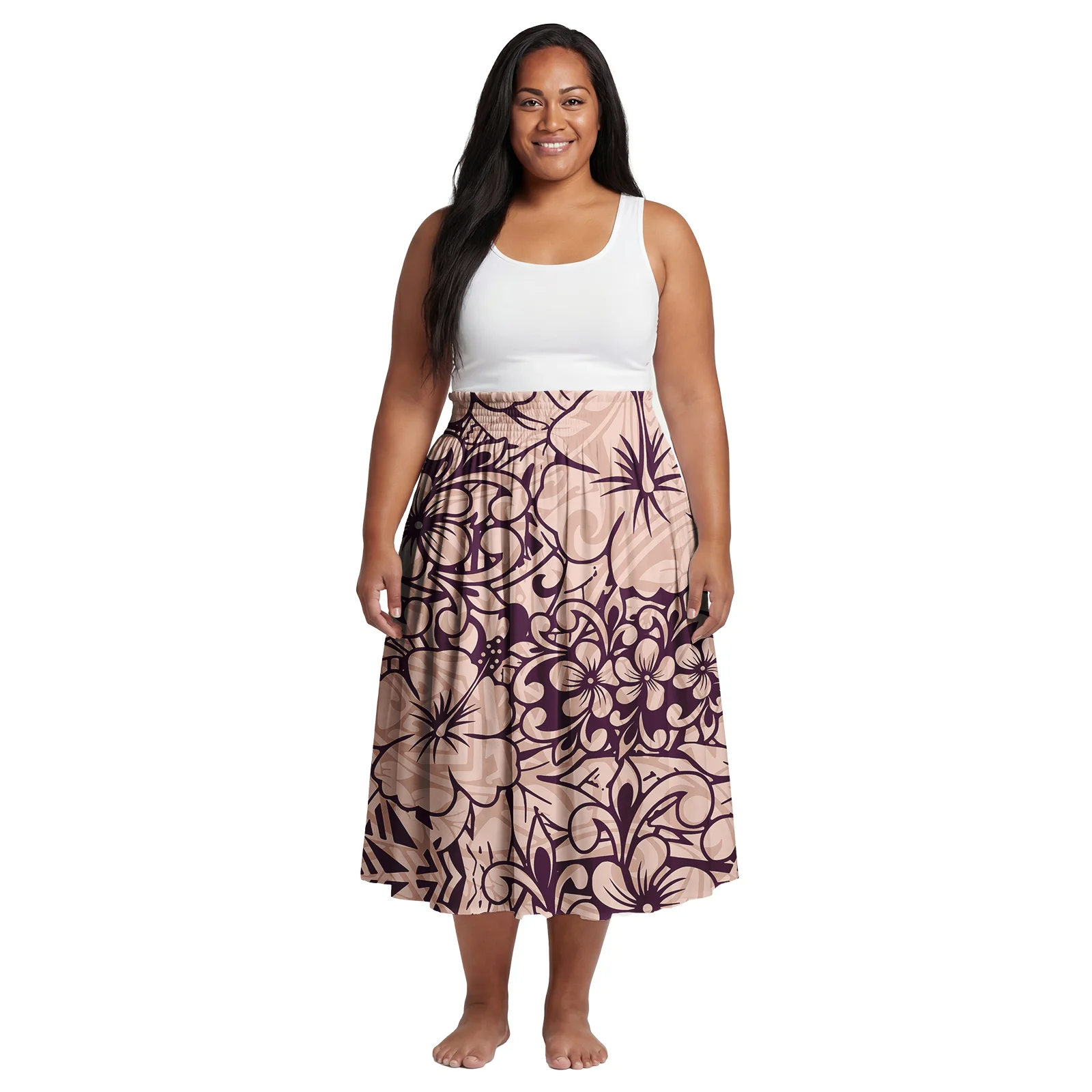 2026 Spring New Custom Elastic Waistband Design Women Skirts Samoan Polynesian Elegant Oversize Ladies Dress Party Aloha Skirts - view 3