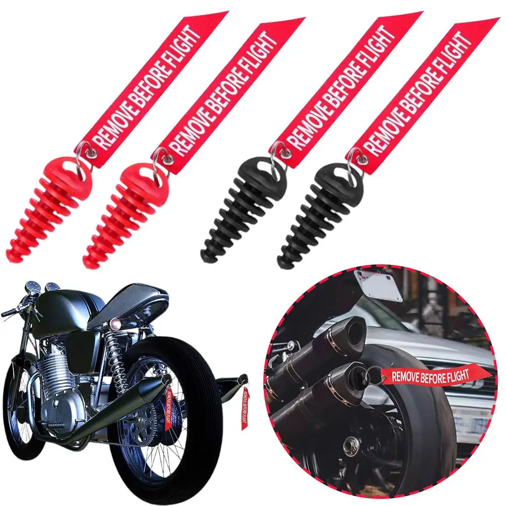 

2PCS Exhaust Pipe Plug With Streamer Motorcycle Motocross Tailpipe Rubber Air Bleeder Plug Exhaust Wash Plug Pipe Protector