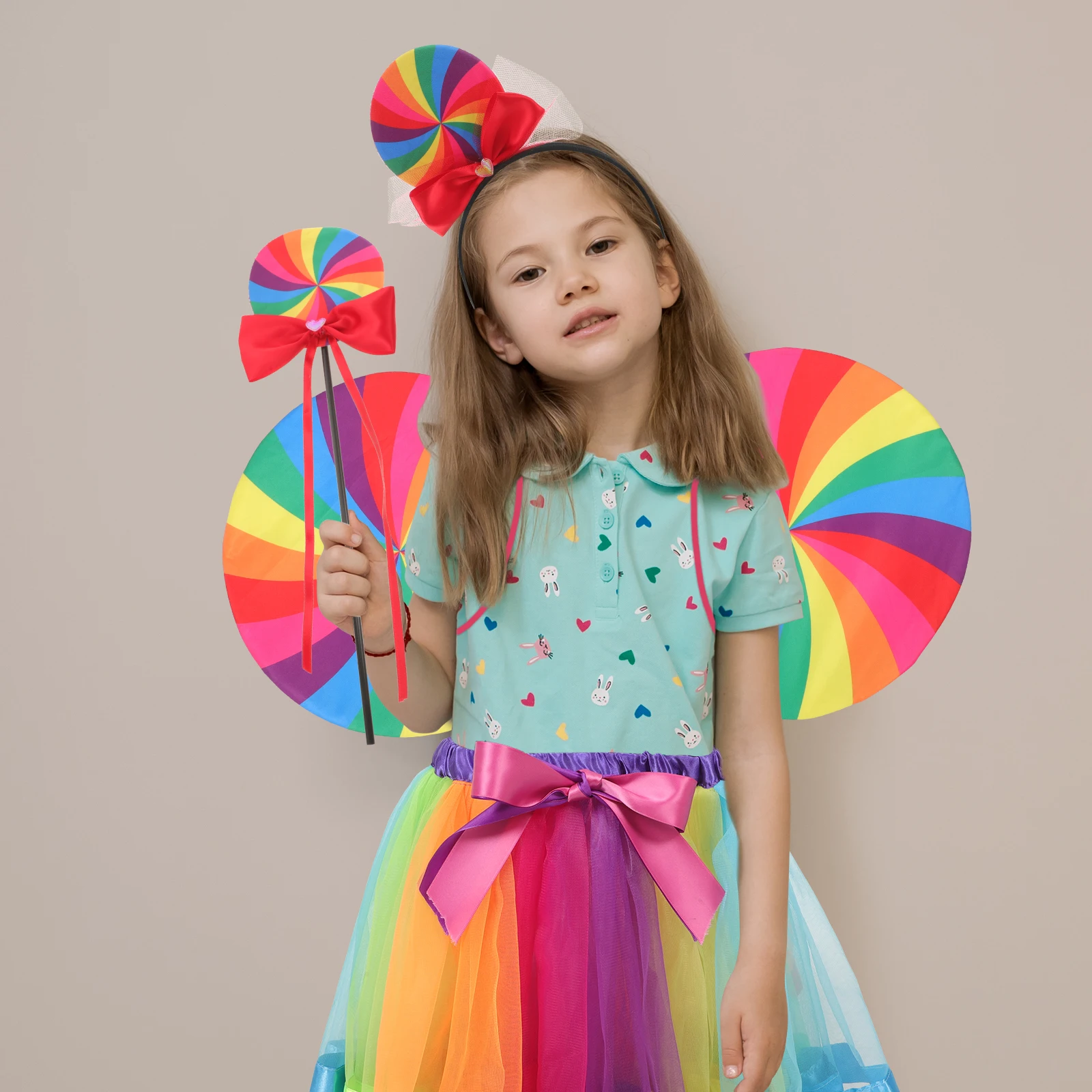 Decorazioni Costume per bambini Panno di plastica Leggero Ali di fata Gonna tutu Fascia per capelli Puntelli per foto Prestazioni per bambini
