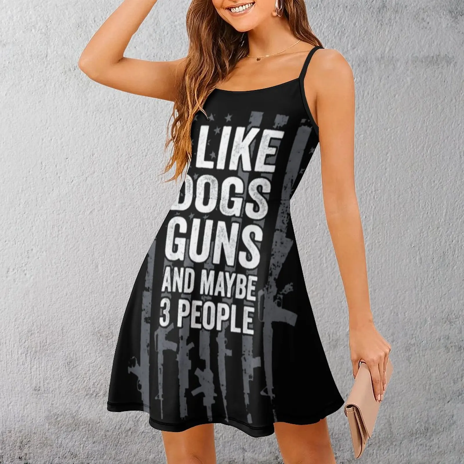 

Sexy Woman's Gown Suspender Dress Dogs Guns People Women's Sling Dress Creative Parties Funny Novelty