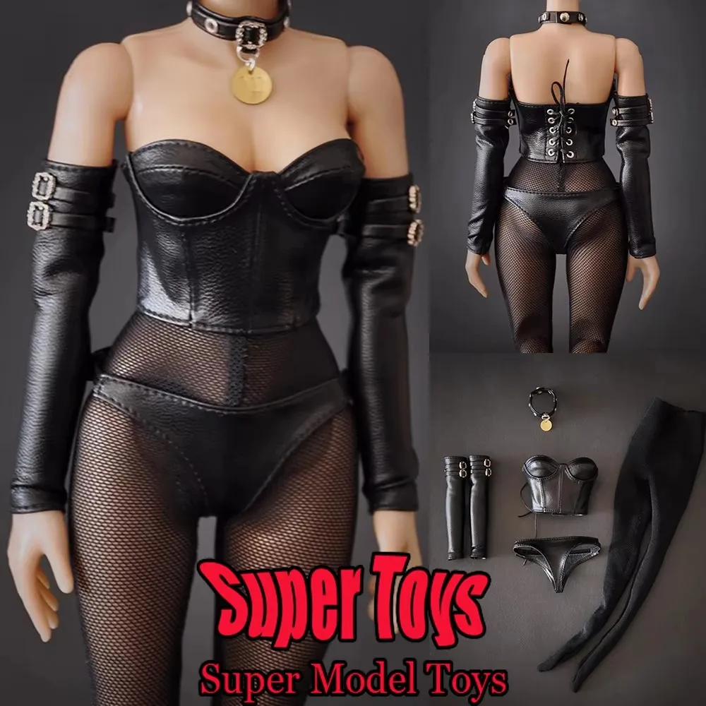 

В наличии 1/6 весы, женская одежда солдата, аксессуар, черный модный кожаный корсет, подходит для 12-дюймовой экшн-фигурки, модель куклы