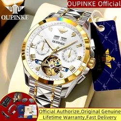 OUPINKE 3186 Original Automatic Mechanical Watch for Men High-end Tourbillon Skeleton Men's Watches Top Luxury Man Wristwatches