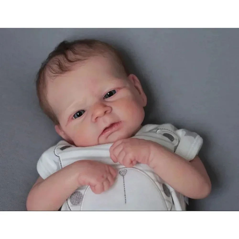 45cm Reborn Baby Doll Elijah Handmade Lifelike Newborn Baby Hand Details Painting 3D Skin with Visible Veins Muñecas Bebe Reborn