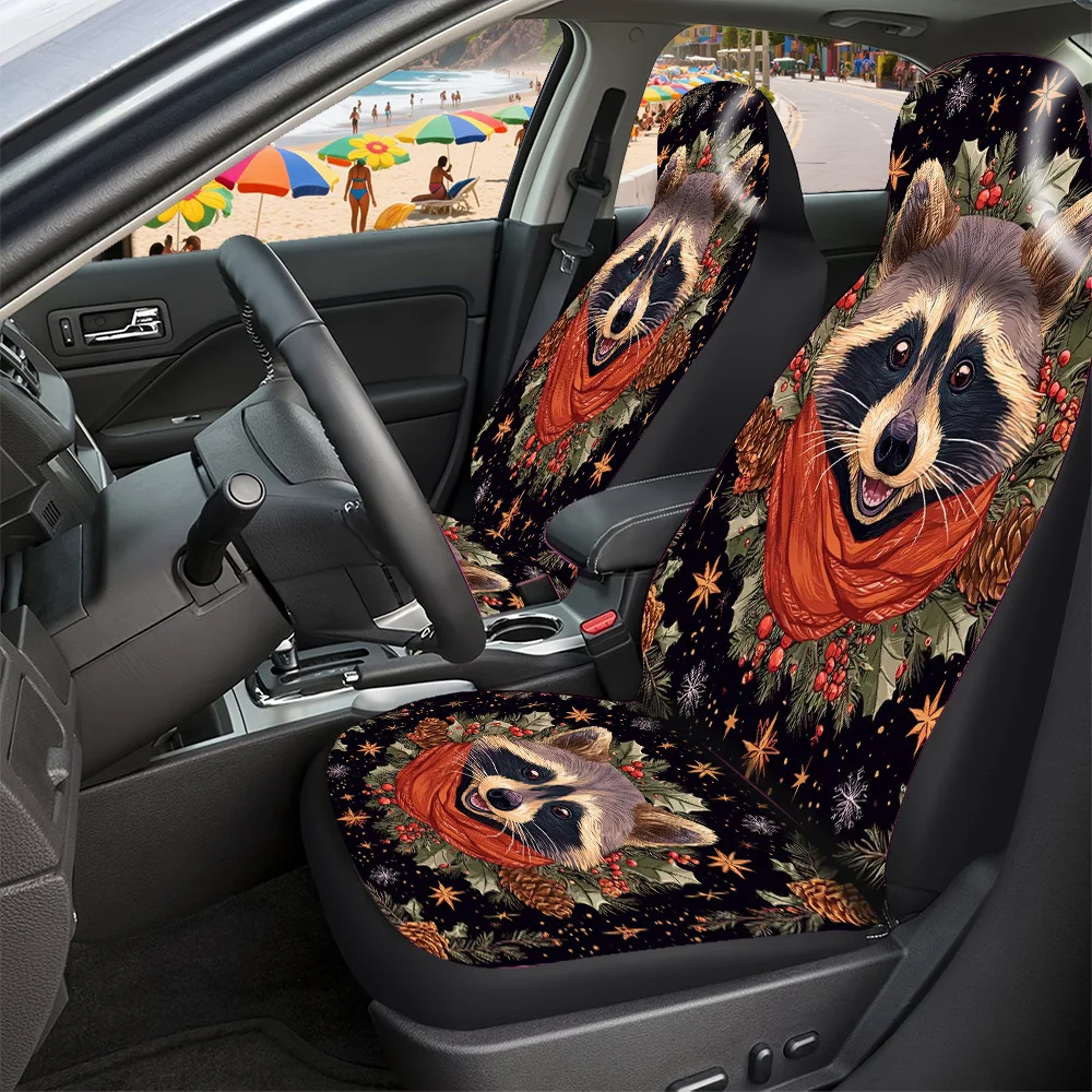 Car Seat Covers - Halloween Christmas New Year Easter Festive Raccoon Plants Themed Auto Seat Covers Lucky Gift For Friends Fit