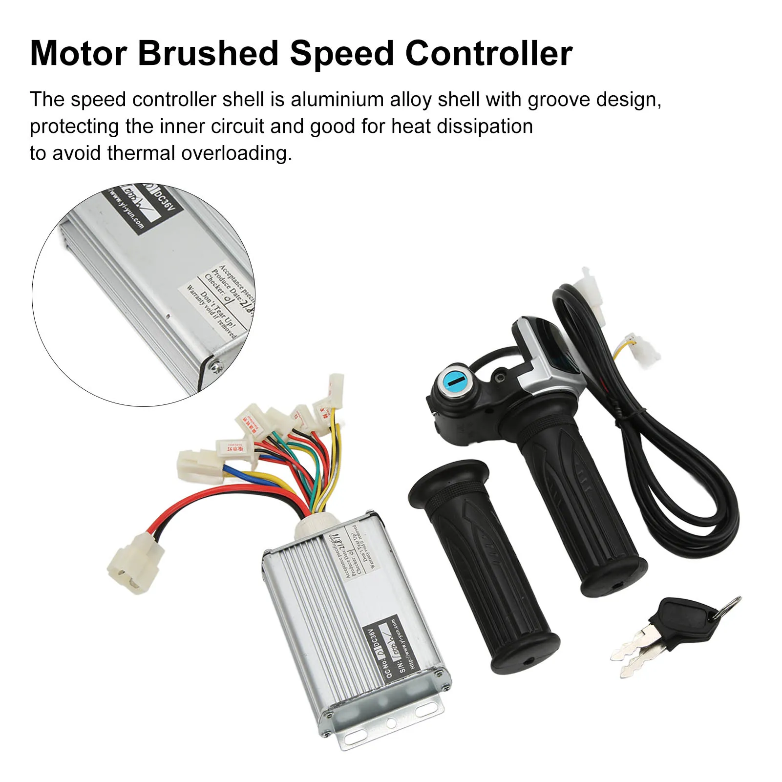 Controlador de velocidade escovado do motor 36v 1000w com display de bateria de travamento aperto de torção do acelerador para mini bicicleta punho do acelerador