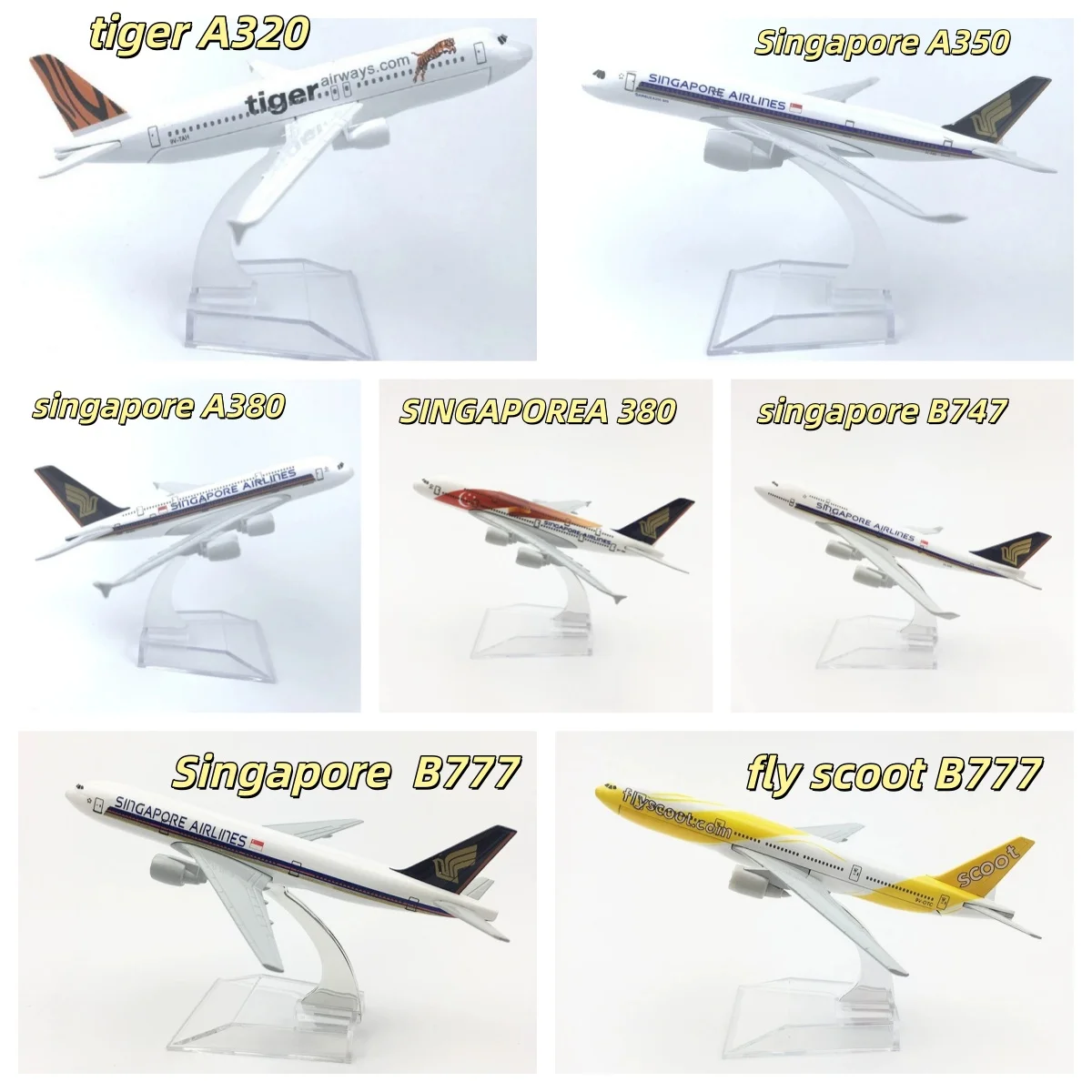 

scale aircraft 16cm Series Singapore Airways B747/A320/A350/A380/B777 Alloy Metal Diecast With Landing Gear Simulation Plane Toy