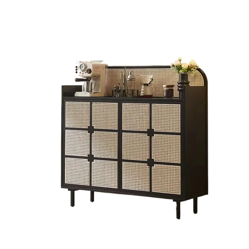 Retro solid wood di ning side ca inet wabi wind living room tea cabin et locker Japanese rattan