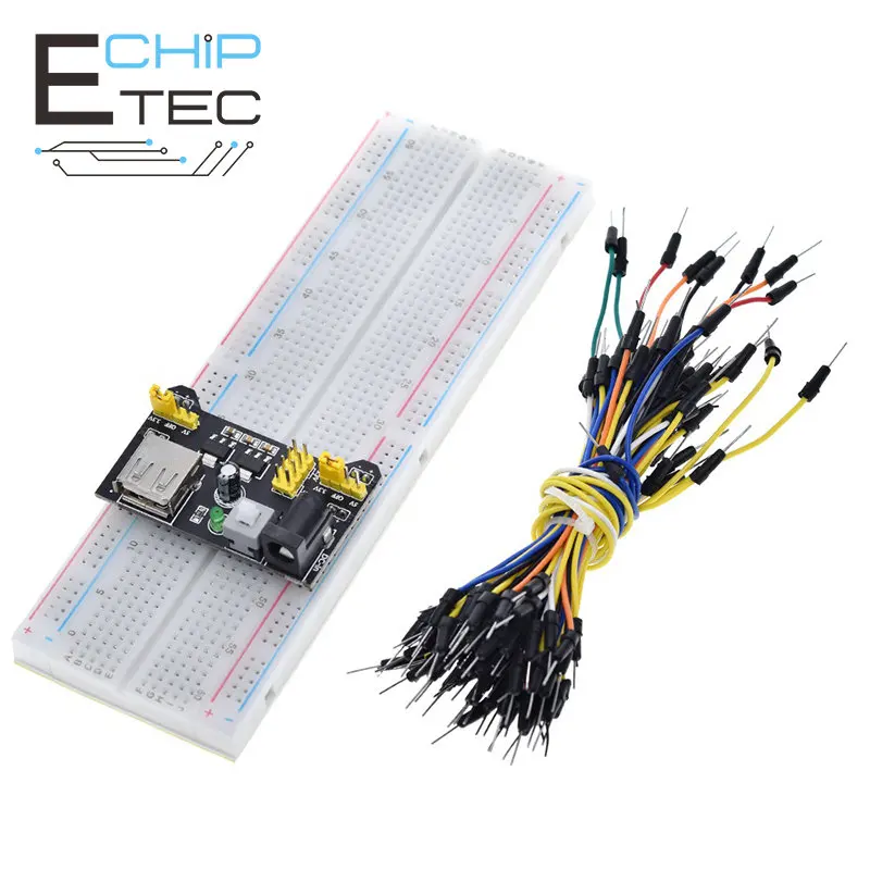 

1PCS 3.3V/5V MB102 Breadboard Power Module + MB-102 830-point Prototype Breadboard arduino Kit + 65 jumpers