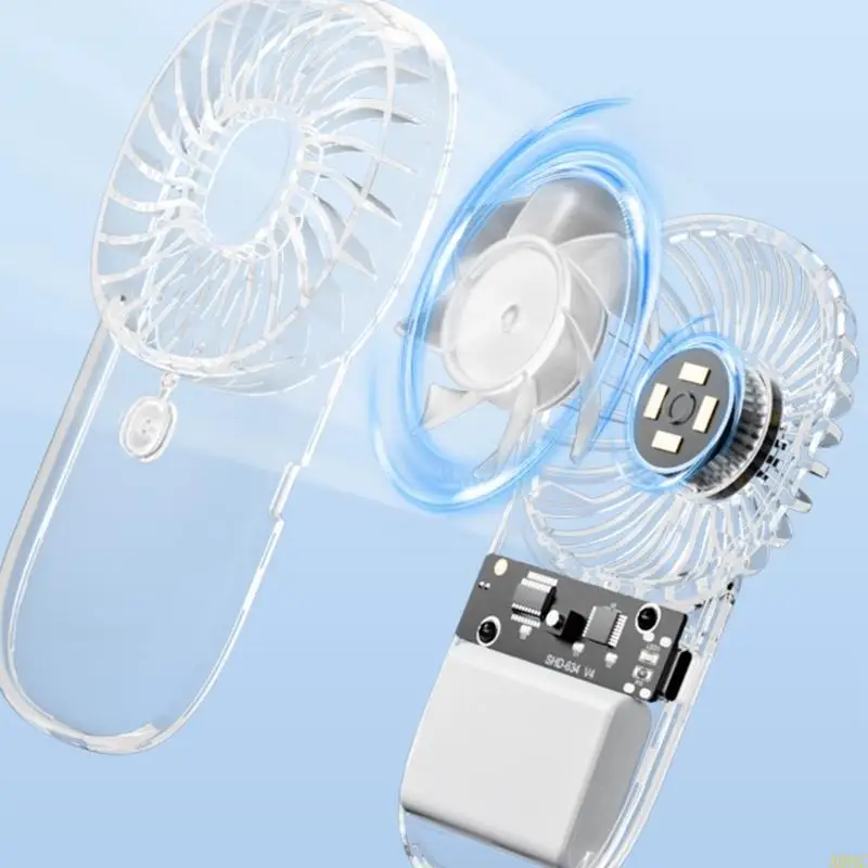 A0NC Легкий прозрачный портативный вентилятор 3 скорость 1200 мАч аккумулятор USB перезаряжается