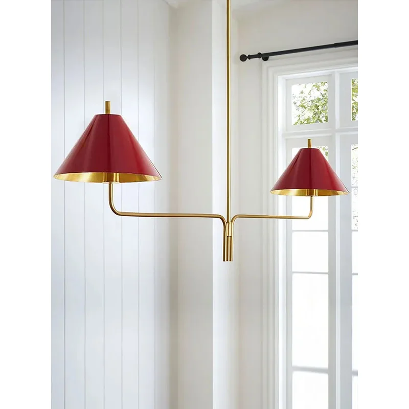 

Retro Art Red Black Shade Pendant Lights New Creative Dining Room Villa American Designer Lamps Ceiling Minimalist Decor Cottage