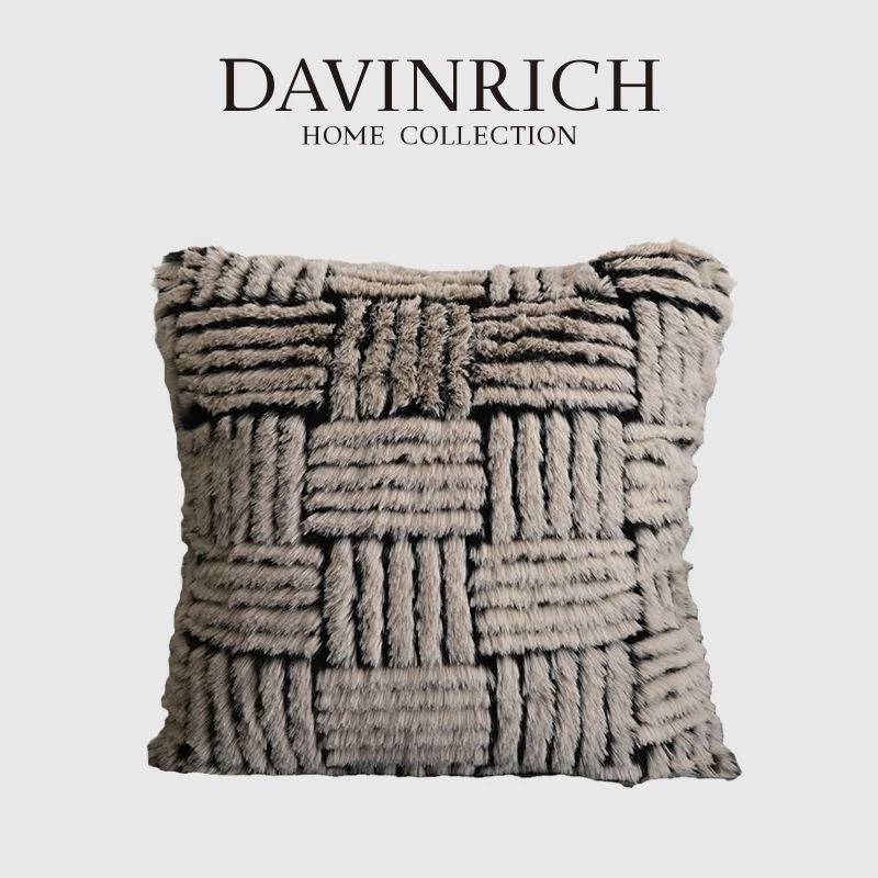 

DAVINRICH итальянский стиль барокко, коричневые геометрические полосы, тафтинговая наволочка, роскошная декоративная наволочка для домашнего коттеджа, виллы