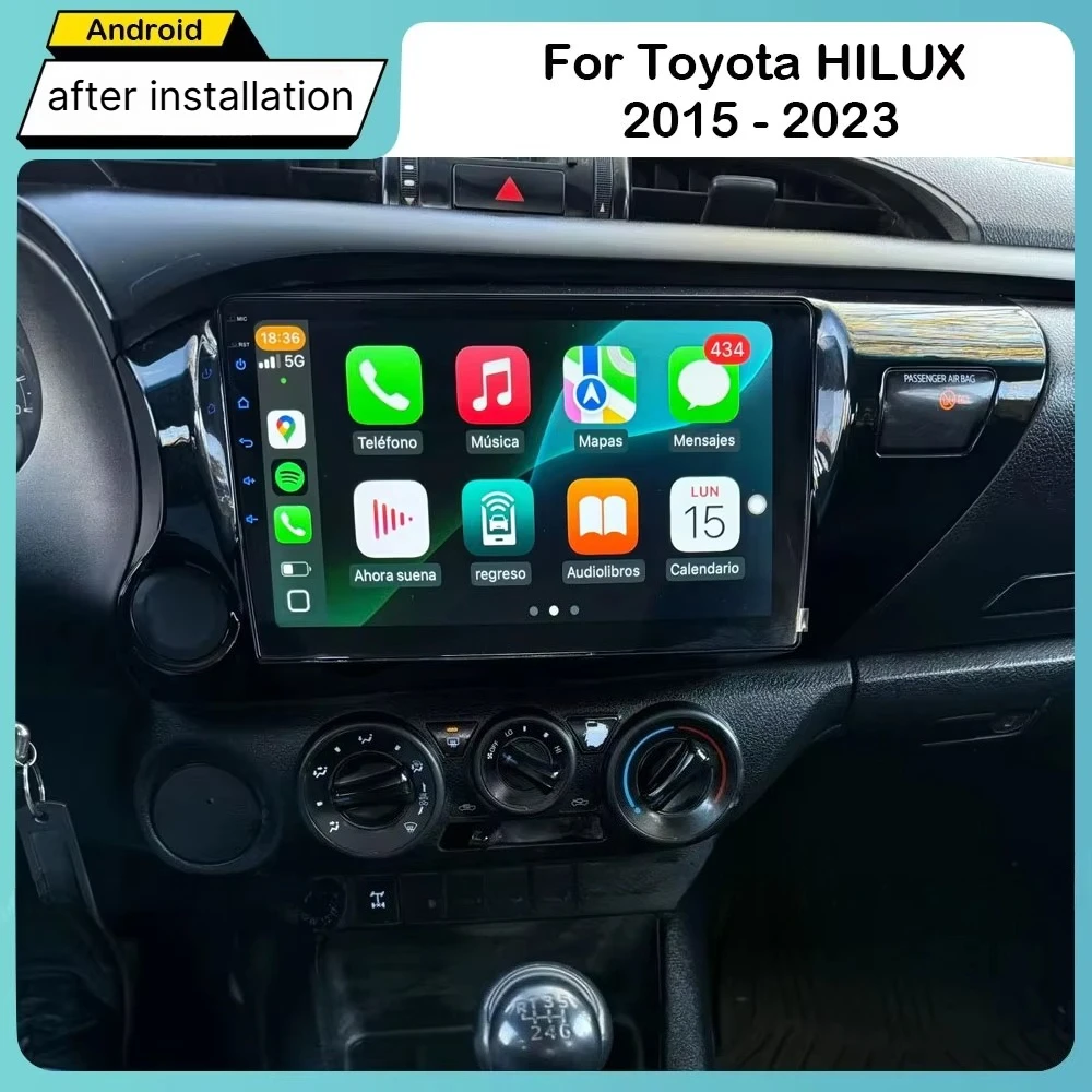 8+128 Android15 Car Radio For Toyota Hilux LHD 2016 - 2018 Wireless Carplay DSP Stereo GPS Navigation Multimedia Video Player