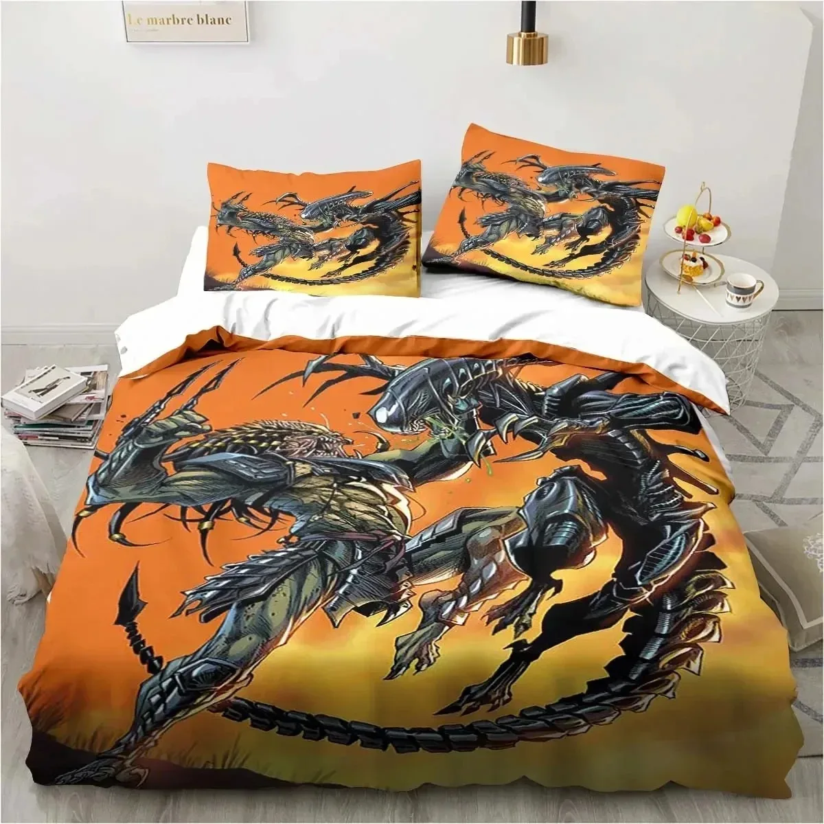 Alien Vs. Predator Predator Movie Bedding Set Single Double Queen King Size Duvet Cover Adult Boys Bedroom Bedspread Luxury Gift