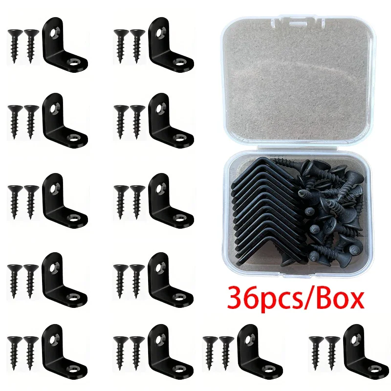 Heavy Duty L-Bracket Connectors 36Pcs–Steel Furniture Corner Braces with Screws,Rust-Resistant for Closet,Shelf&Cabinet Assembly