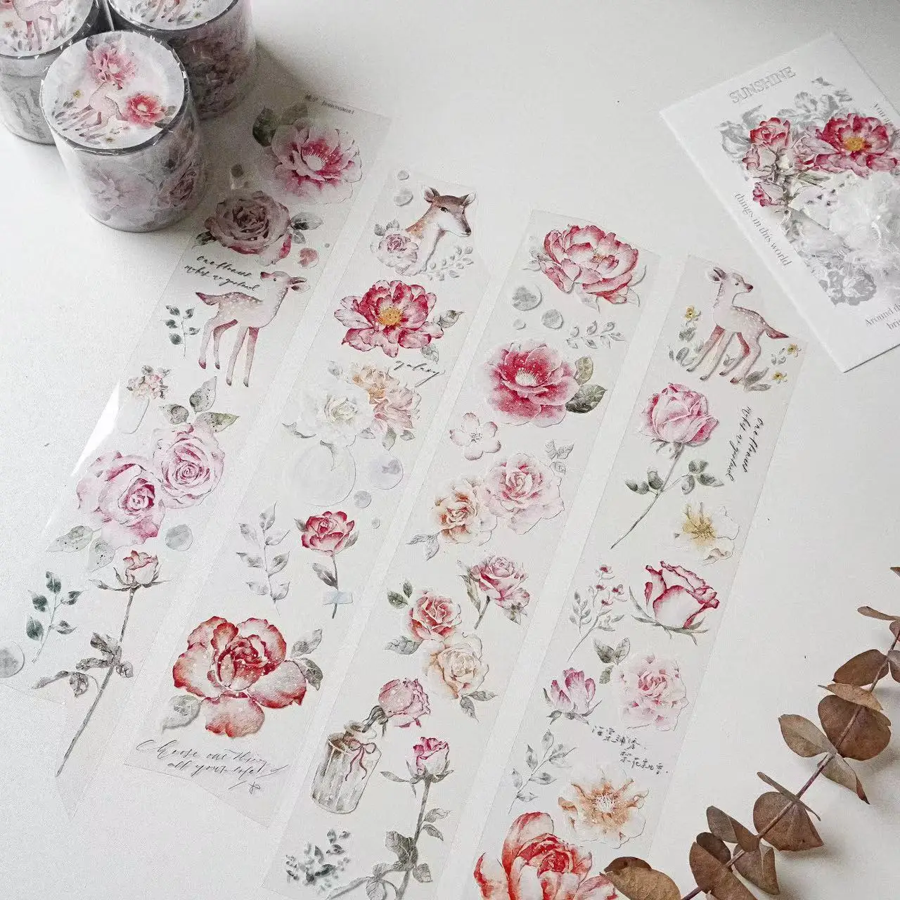 Jennyuanzi винтажный Цветок Олень дорога Васи ПЭТ лента для изготовления карт DIY Скрапбукинг план декоративная наклейка