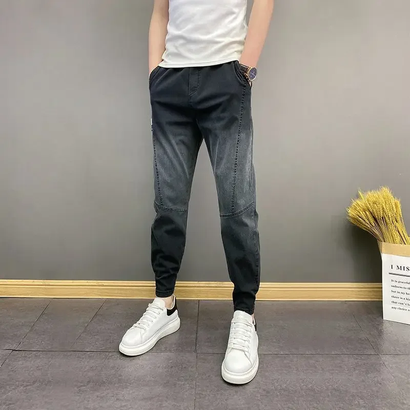 

Tapered Male Cowboy Pants High Quality Designer Clothes Trousers Y2k 2000s Korean Fashion 2025 Trend Washed Retro Xs Men's Jeans