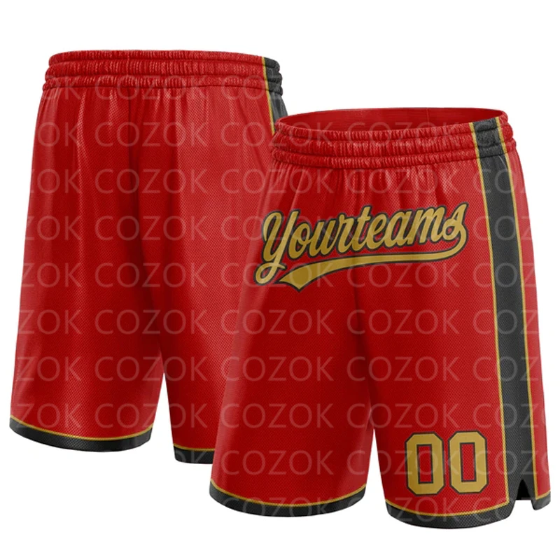 Custom Red Authentic Basketball Shorts 3D Printed Men Shorts Your Name Mumber Quick Drying Beach Shorts