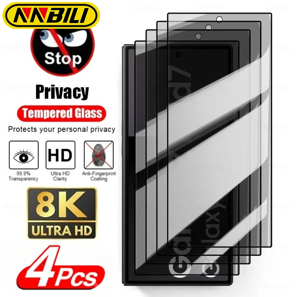 NNBILI 4 Peças Película Protetora de Privacidade de Vidro Temperado para Samsung Galaxy Z Fold 7 6 5 4 Película Anti-Espião para Tela Externa
