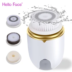 Hello Face Ultrasonic Facial Cleanser Brush Electric Cleansing Face Brush 360 Rotate Automatic Brush Machine Deep Clean Tool