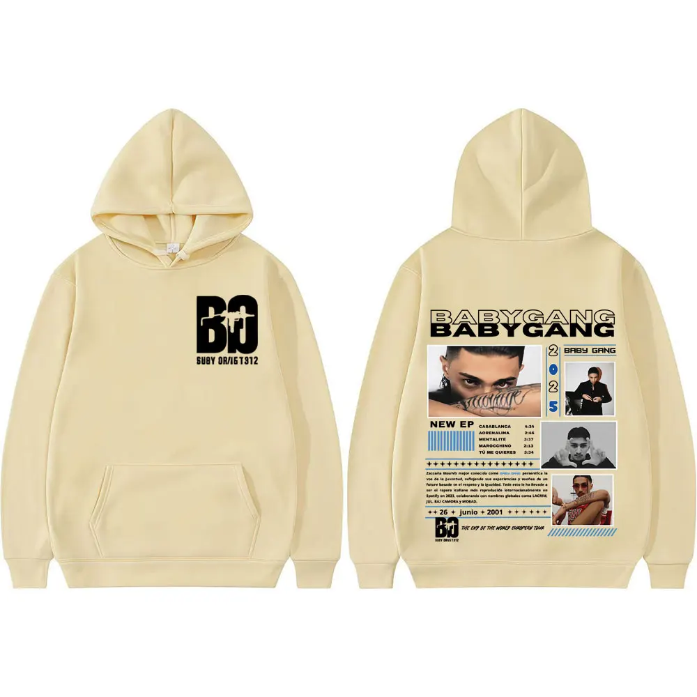 مغني الراب الطفل عصابة ألبوم جولة 2025 غطاء الجرافيك البلوز الرجال النساء الهيب هوب هوديي غير رسمي جودة عالية الراحة المتضخم هوديس