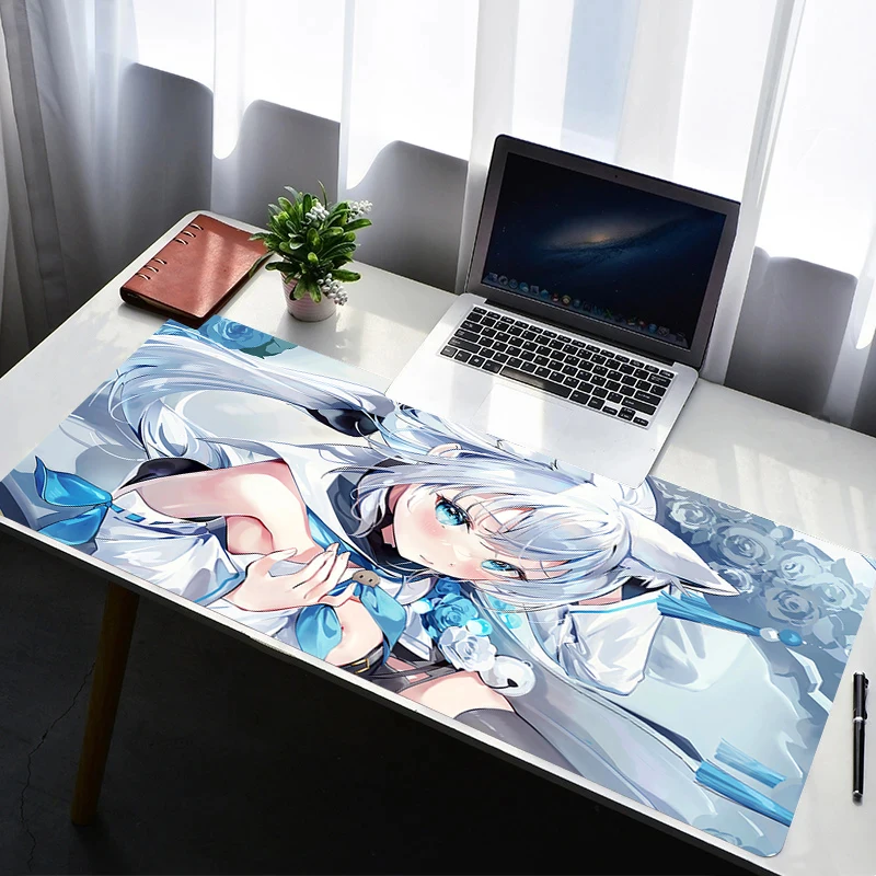 

Mouse Pad Laptop Rubber Extended Desktop Mat Hololive Shirakami Fubuki Computer Gamer Mousepad Gaming Accessories Keyboard Pad