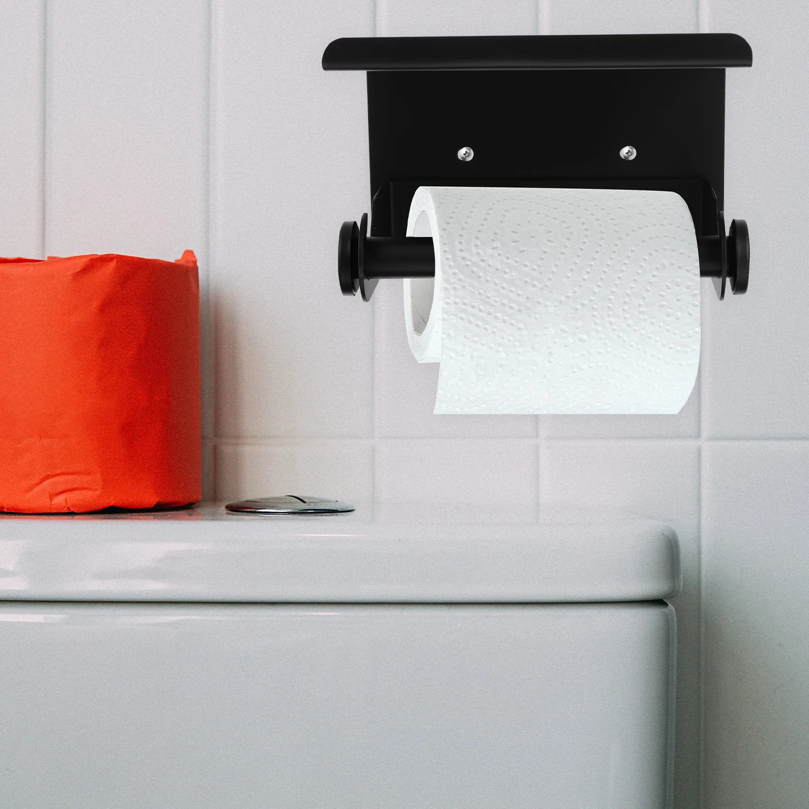 

Toilet Paper Roll Holder Stainless Steel with Shelf Bathroom Storage Wall Mounted Easy Install Toilet Paper Holder