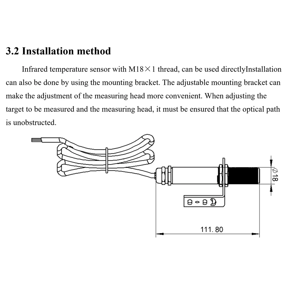 Non-Contact Probe Infrared Temperature Sensor Industrial High Temperatures Measurement Transmitter 4-20mA RS485 Output