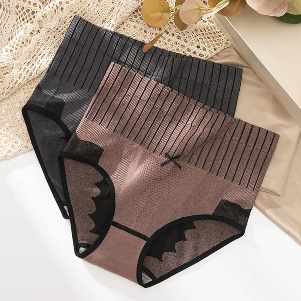 Lady Panties Contrast Color Little Bow High Waist Tight Waist Women Underpants for Daily Wear