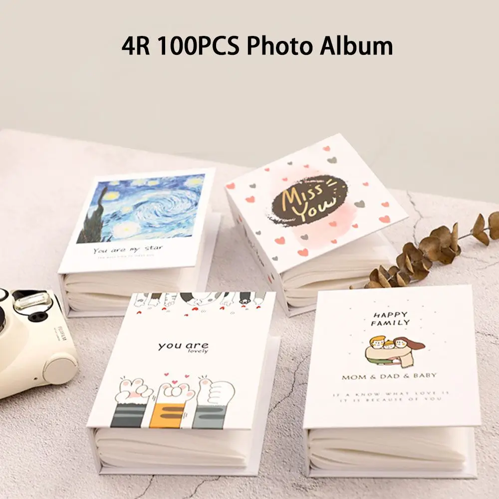 4R 100pcs Photo Album Cute Cartoon Photo Albums Memorial Book Cartoon Insert Recall Cute Good Time Child Gift