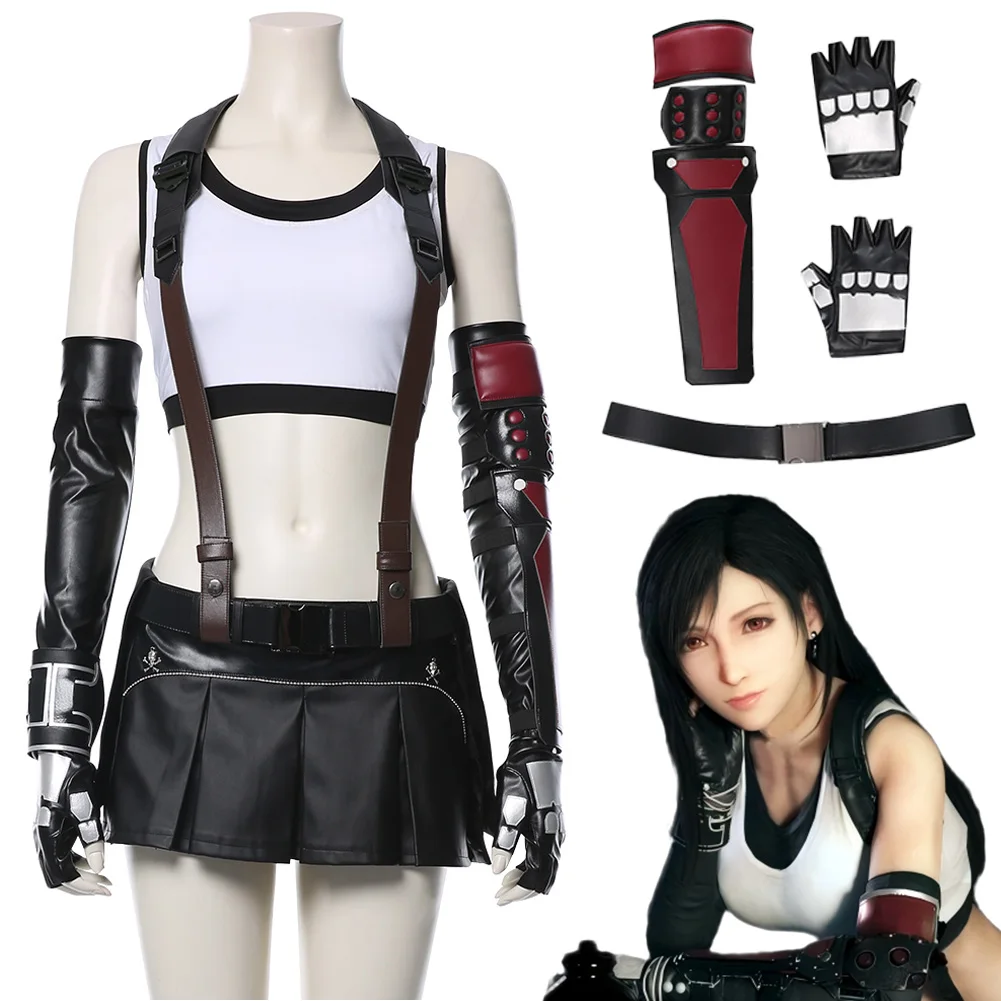 

Anime Game Final Fantasy VII Costume FF7 Tifa Lockhart Cosplay Disguise Wigs Adult Women Roleplay Fantasia Clothing