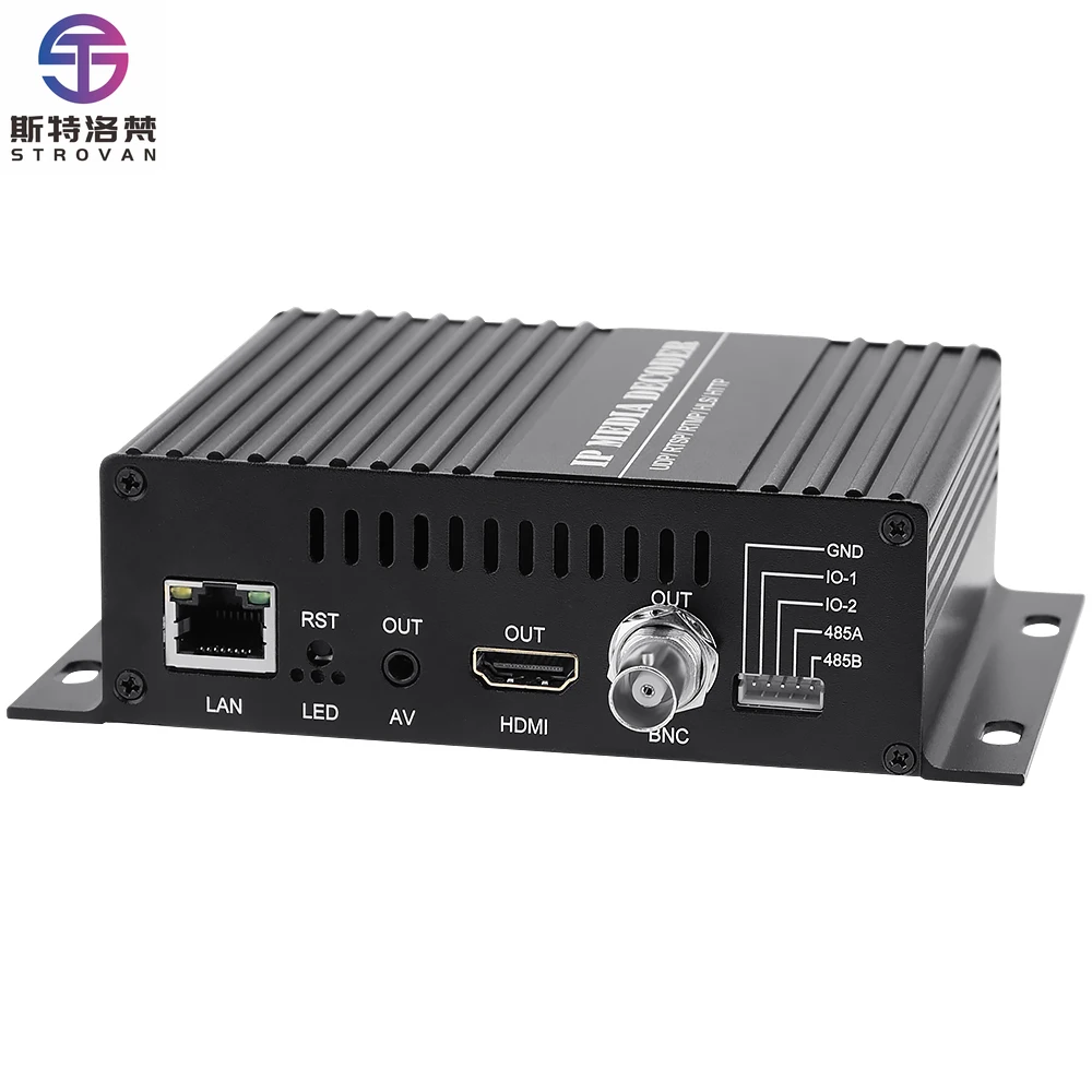 H.265 H.264 4K Video Streaming Decoder IP  to HDMI + CVBS AV Output for Decoding SRT HLS M3U8 UDP RTMP RTSP