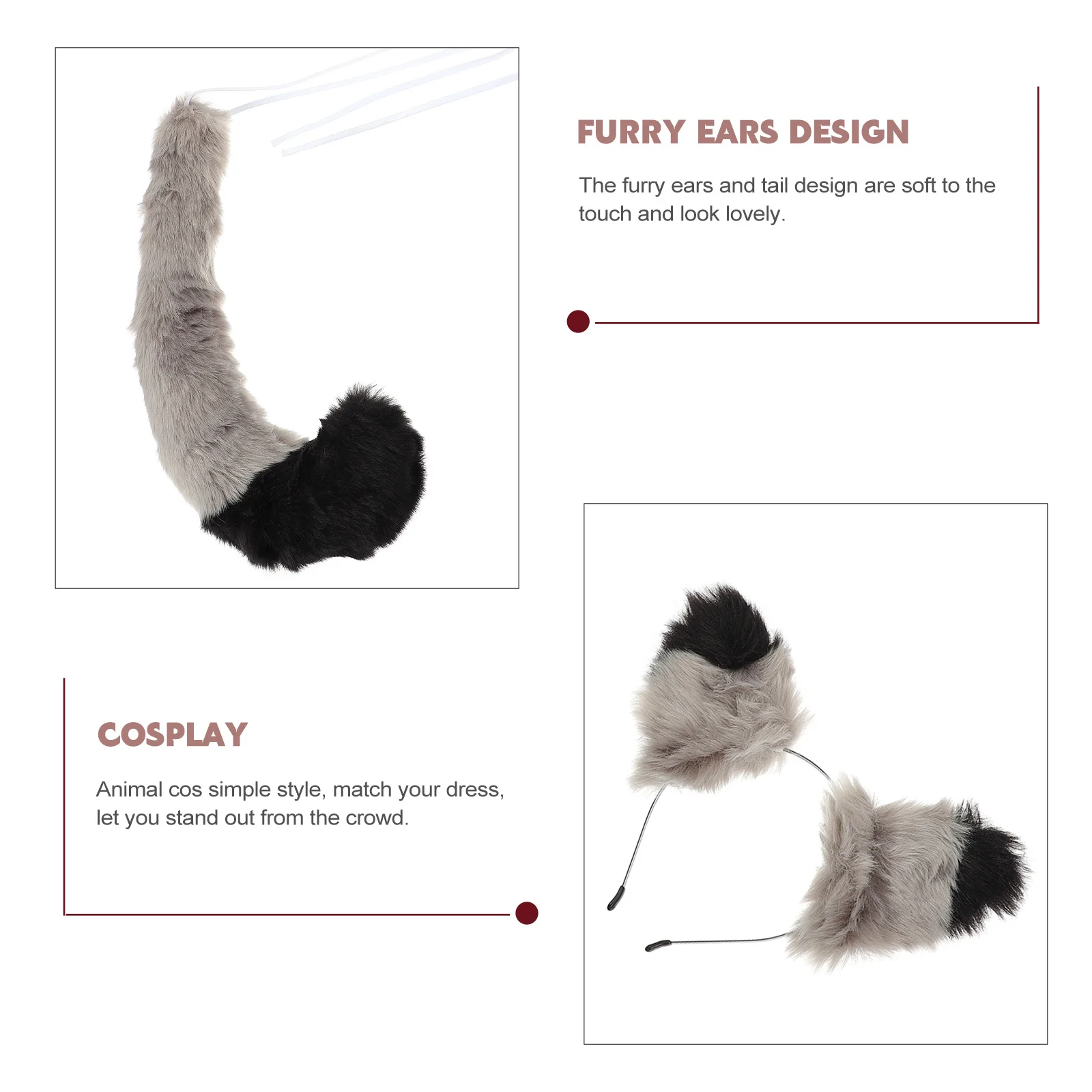 1 مجموعة الحيوان الأذن عقال الذيل المرحلة غطاء الرأس التصميم الإبداعي حزب الدعامة تأثيري لوازم عقال للحفلات