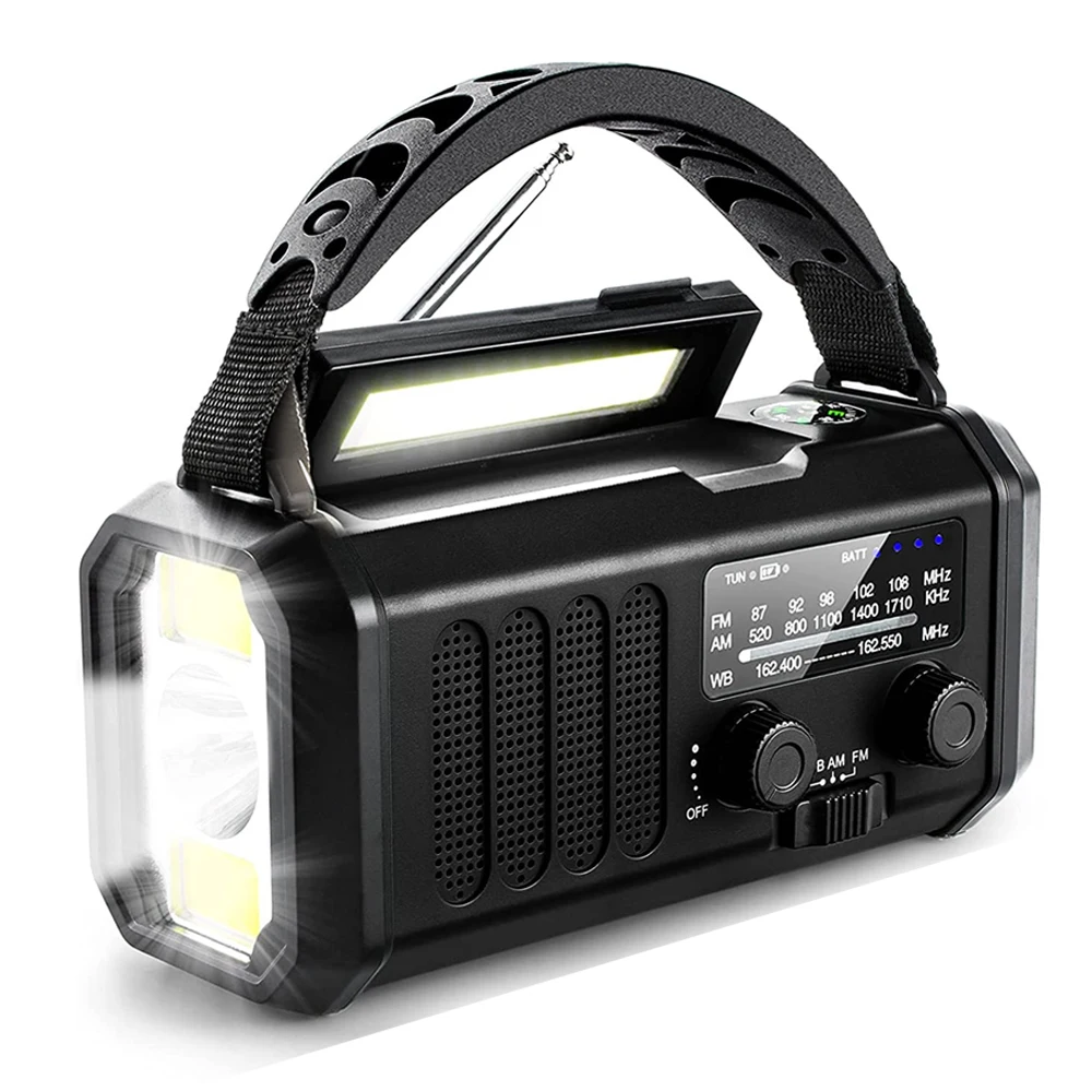 

FM Emergency Radio 10000mAh Solar Hand Crank Generator AM/FM/NOAA LED Portable Radio SOS Alarm Power Bank Dropshipping XSY330