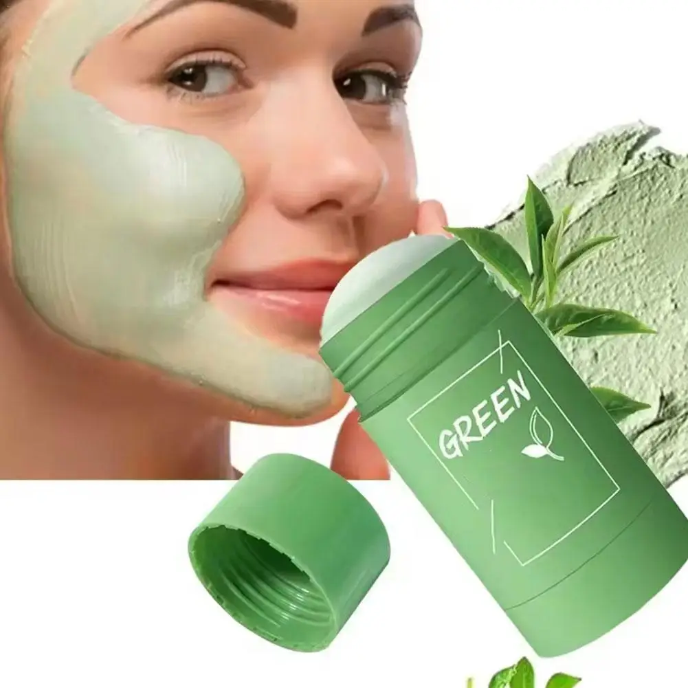 Green Tea Eggplant Solid Mask Deep Cleansing Oil Control Balance Antioxidan Shrink Pores Remove Blackheads Refreshing  Mud Mask