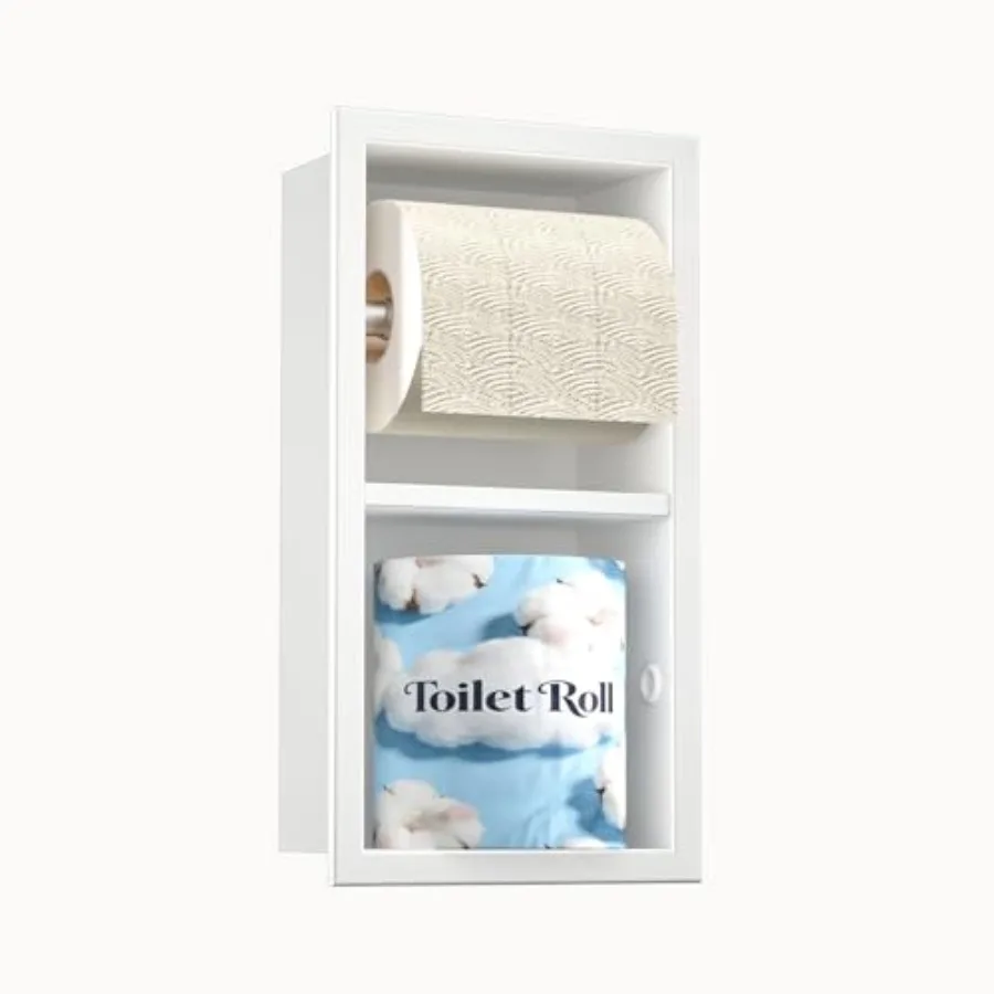 

Recessed Toilet Paper Holder, Double Roll Toilet Tissue Holder for Bathroom Remodel, in Wall Toilet Paper Niche Modern Style