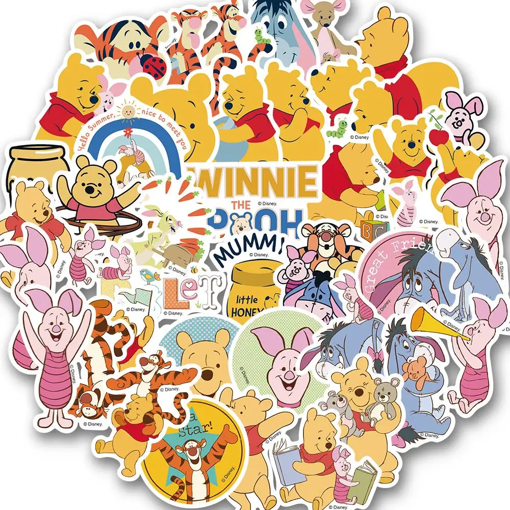 50PCS Cartoon Winnie The Pooh Stickers Graffiti Luggage Laptop Laptopsref Rigerator Decoration Waterproof Sticker