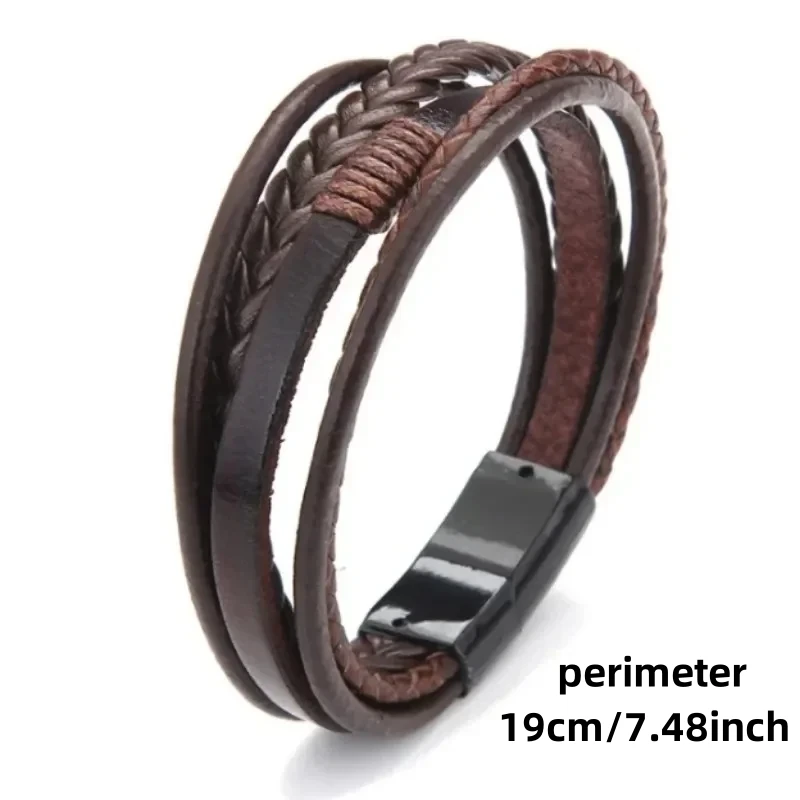 Delysia King Trendy Leather Braided Bracelet Alloy Magnetic Clasp Bracelets for Men