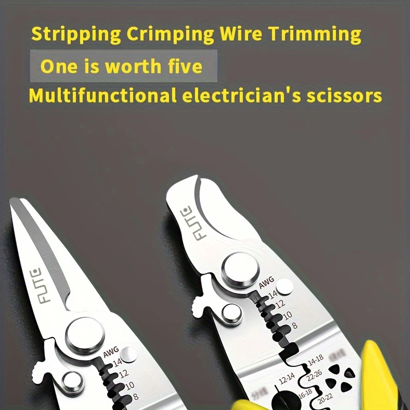 Multifunctional Wire Stripper And Cable Cutter, Suitable For Electrical Work, Household Use, Industrial Factories, Etc.