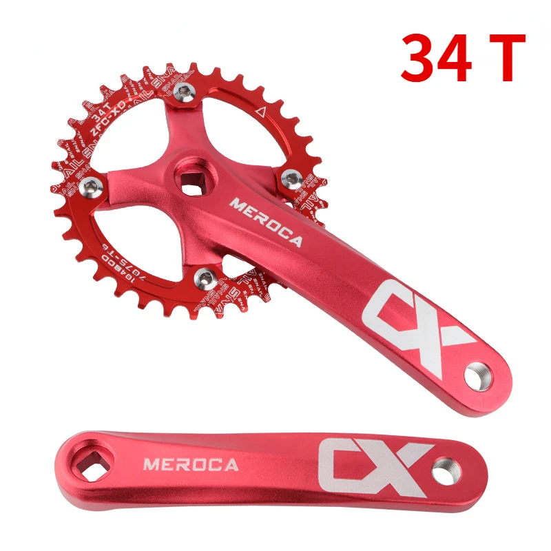 MEROCA CX Bicycle Crank Square Hole 104BCD Aluminum Alloy Square Hole Mountain Bike Crankset 170mm 32T/34T/36T/38T/40T/42T