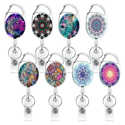 9 Color Alloy Sky Datura ID Card Key Ring Cord Office Lanyard Clip Key Chain Name Tag Holder Keyring Reel Retract Pull Key Badge