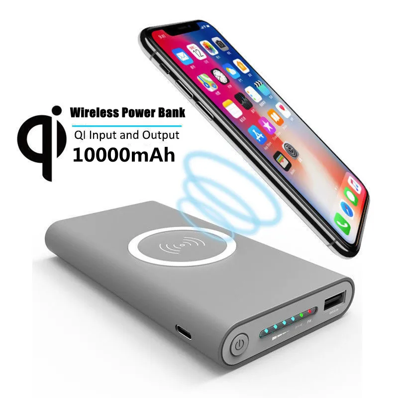 Wireless Power Bank for Samsung, Fast Charging, Portable, LED Display, External Battery Pack, Qi Wireless Charger 10000mAh