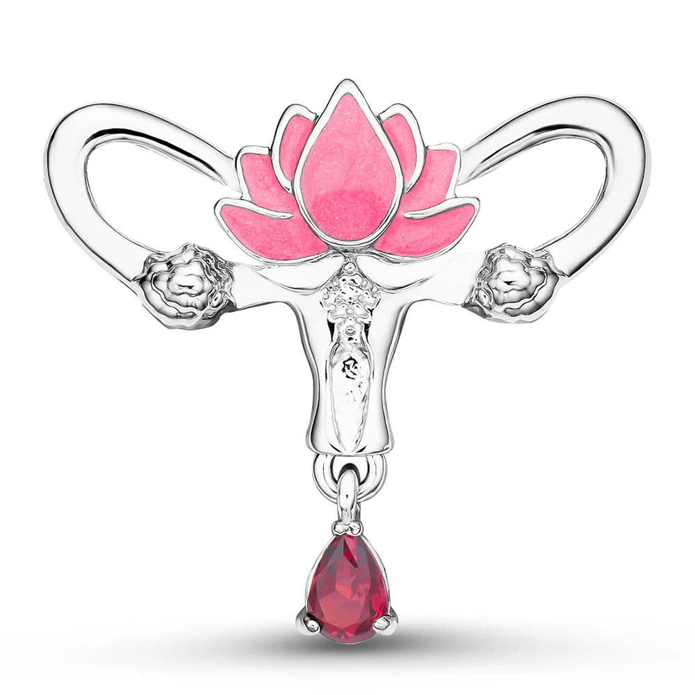 Creative Lotus Uterus with Crystal Brooch Pin Medical Gynecology Doctor Nurse Women Jewelry Lapel Vagina Badge Gifts
